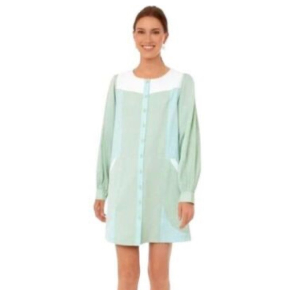 Tuckernuck Pomander Place Sea Green Elliot Dress Size S 100% Cotton